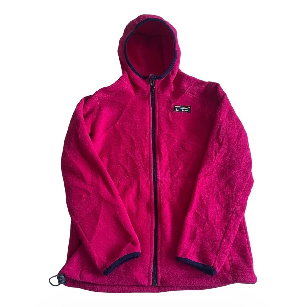 L.L. Bean Kids Mountain Fleece Hooded Jacket Pink Medium (10-12) Full Zip 505068